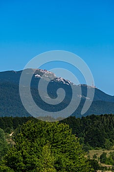 Panoramic view of mountain Gola Pljesevica peak. On the top is built abandoned military radar station and the Croatian