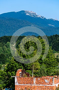 Panoramic view of mountain Gola Pljesevica peak. On the top is built abandoned military radar station and the Croatian