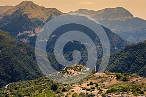 Panoramic view of mountain in National Park of Tzoumerka, Greece Epirus region. Mountain