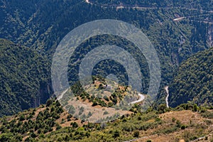 Panoramic view of mountain in National Park of Tzoumerka, Greece Epirus region. Mountain