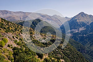 Panoramic view of mountain in National Park of Tzoumerka, Greece Epirus region. Mountain