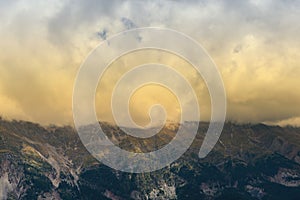 Panoramic view of mountain in National Park of Tzoumerka, Greece Epirus region. Mountain