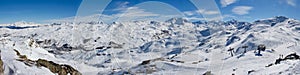 Val thorens les menuires aiguille peclet panorama glacier view sunset snowy mountain landscape France alpes