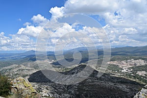 Panoramic view of a mountain range.