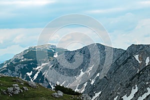Petzen - Panoramic view of mountain ridge Feistritzer Spitze (Hochpetzen), Carinthia, border Austria Slovenia. Alpine terrain photo