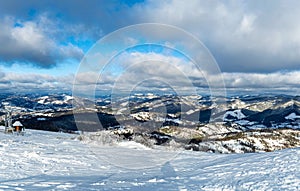 Panoramic view from mountain Zakhar Berkut, Carpathian mountains, Ukraine