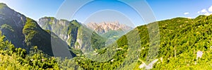 Panoramic view at the mountains from Cereda pass in Dolomites - Italy