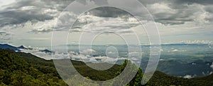 Panoramic view of mountains and clouds over the city of Campos do Jordao photo