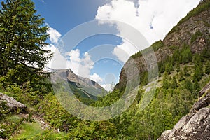 Panoramic view of the mountains of the Gran Paradiso Park, Italy