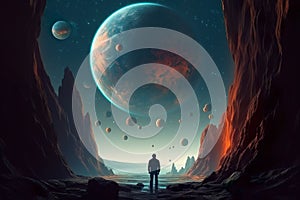 Panoramic view of mountains landscape