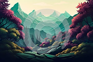 Panoramic view of mountains landscape