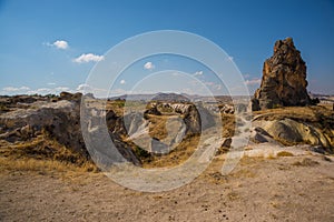 Panoramic view on the mountains and rocks. Cappadocia, Turkey