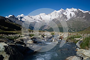 Panoramic View Of Mountains in Saas Fee