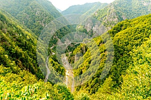 Panoramic view of the mountains seen from the top in Romania