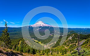 Panoramic view on Mt Hood, Oregon on a sunny day