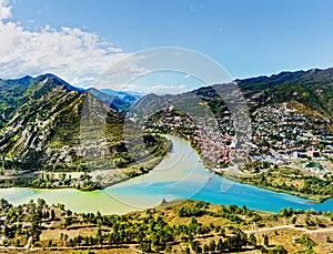 Panoramic view of Mtskheta from Jvari monastery