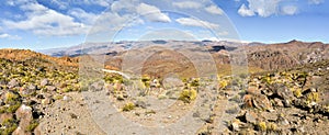 Panoramic view of multi-color pre-Andean mountains, Catamarca province, Argentina. photo