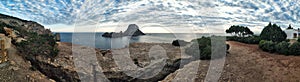 Panoramic view of the mysterious island of Es Vedra