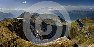 Panoramic view n the beautiful hills of Swiss Alps
