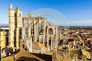 Panoramic view on Narbonne houses from dungeon tower