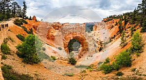 Panoramic view of natural bridge rock formation