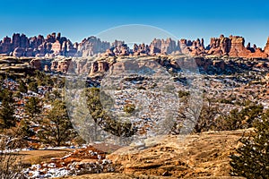 Panoramic view on the Needles District in the Canyonlands National Park, Utah