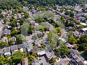 Panoramic view of a neighborhood in roofs of houses of residential area of Lambertville NJ US