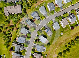 Panoramic view of neighbourhood single-family house in residential area with Brooklyn New York NY