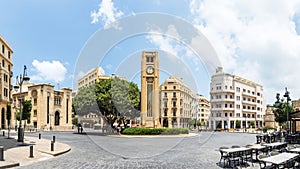 Panorama of Nejmeh square in downtown Beirut with the Lebanese parliament building, Lebanon