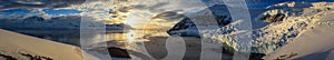 Panoramic view on Neko Harbour at sunset, Antarctica