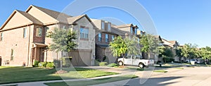 Panoramic view new established neighborhood houess in suburban Dallas, Texas