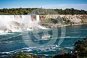 Panoramic view of Niagara Falls on Canada and the USA border