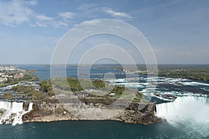 Panoramic view on the Niagara falls from a tower on the canadian side