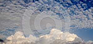 Panoramic view of nice clouds in blue sky