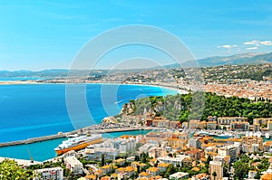 Panoramic view of Nice, Mediterranean Sea, France