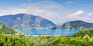 Panoramic view of Nidri harbour and village in Lefkada