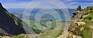 Panoramic view from Niesen of Berner Oberland, Schweiz photo