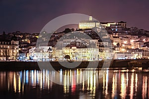 Panoramic view at night. Coimbra. Portugal