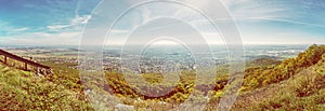 Panoramic view of the Nitra city from Zobor hill, yellow filter