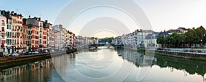 Panoramic view of the Nive River in Bayonne, France