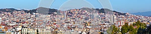 Panoramic view of of north part Barcelona from Montjuic, Catalonia, Spain