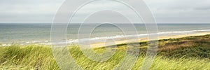 Panoramic view on the North Sea at te west coast of the Netherlands