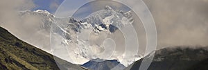 Panoramic view of Nuptse, Lhotse, Everest from Nepal