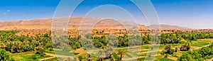 Panoramic view at the Oasis Tinghir Tinerhir with Little Atlas mountains - Morocco