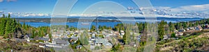 Panoramic view of the ocean and Ladysmith in Vancouver Island, B photo