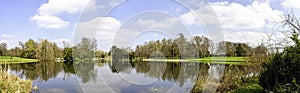 Panoramic view of Octagon Lake in Stowe, Buckinghamshire, UK