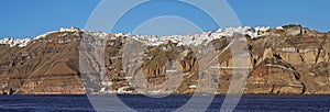 Panoramic view of Oia from the sea