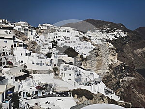 Panoramic view of Oia village, Santorini island, Thera