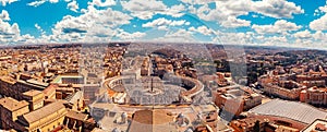 Panoramic view of old aerial city Rome from Saint Peters Square in Vatican