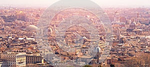 Panoramic view of old aerial city Rome from Saint Peters Square in Vatican